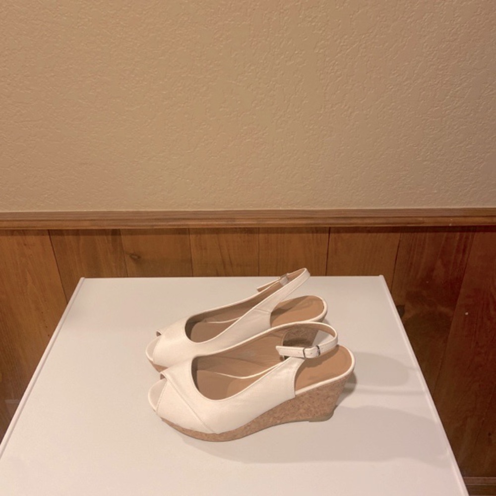 Simply Be White Faux Leather Peep Toe Wedges - 9WW